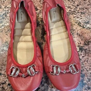 Red Leather Ballet Flats